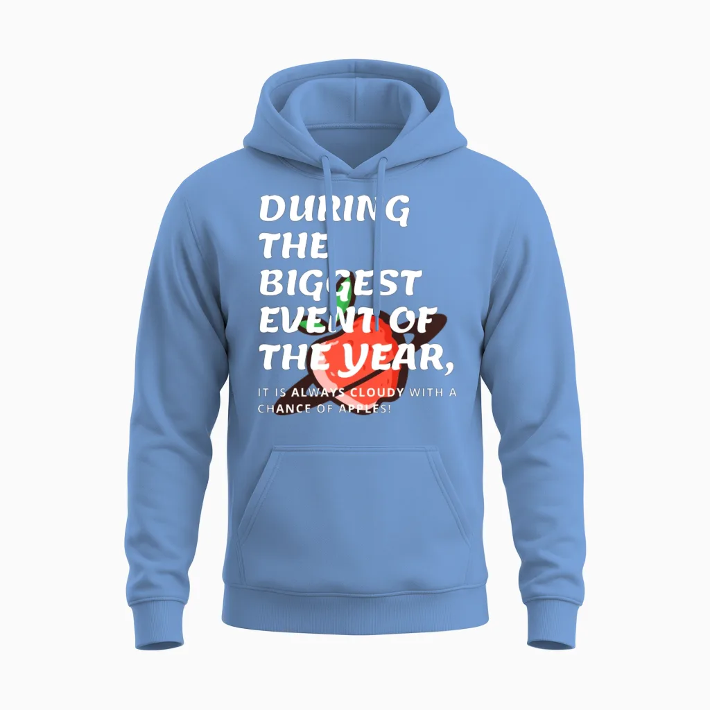 Funny Apple Event Unisex Hoodie in Carolina Blue