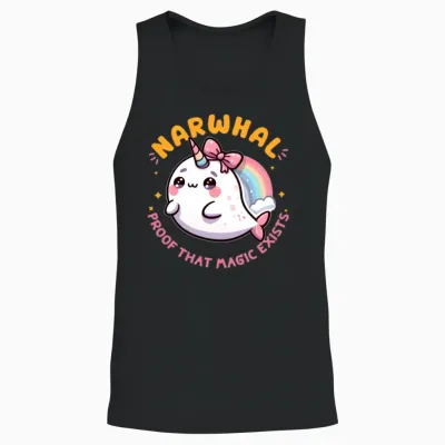 Narwhal Proof That Magic Exists Unisex Tank Top - Black