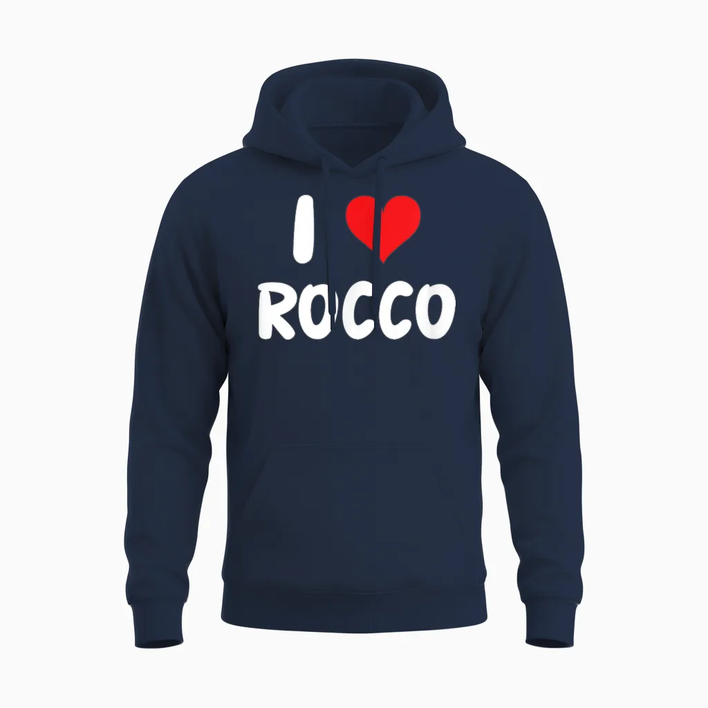 I Love Rocco Heart Unisex Hoodie in Navy