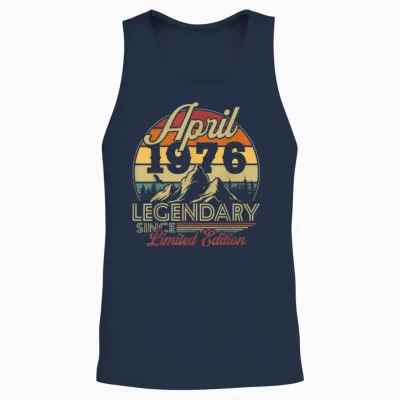 Vintage Cadeau D'anniversaire 50 Ans Pour Né En Avril 1976 Unisex Tank Top - Navy