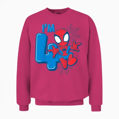 Kids Marvel Spider-Man Cute Spidey 4th Birthday I'm 4 T-Shirt, Black Unisex Sweatshirt - Heliconia
