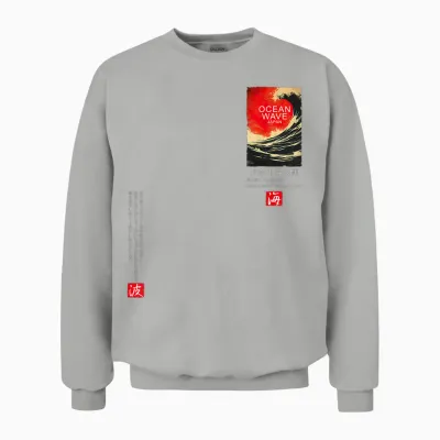 The Great Wave Kanagawa Japanese Streetwear Aesthetic T-Shirt, Black, S Unisex Sweatshirt - Ash