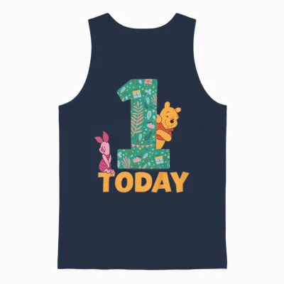 Disney Winnie the Pooh & Piglet Birthday 1 Year Old Today Unisex Tank Top - Navy