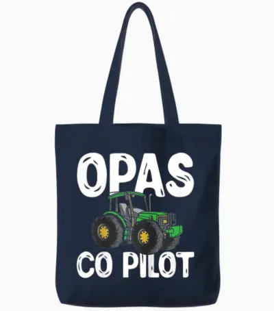 Zukünftiger Landwirt Trecker Traktor Opas Co Pilot Tote Bags - Navy