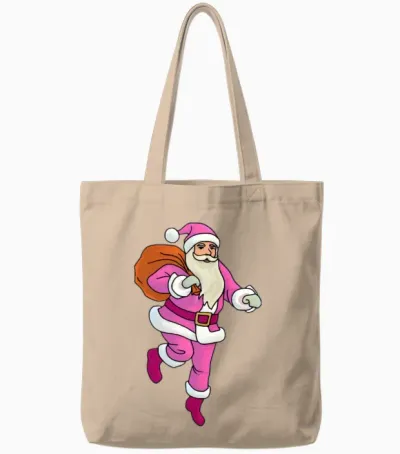 Retro Pink Santa Tote Bags - Natural
