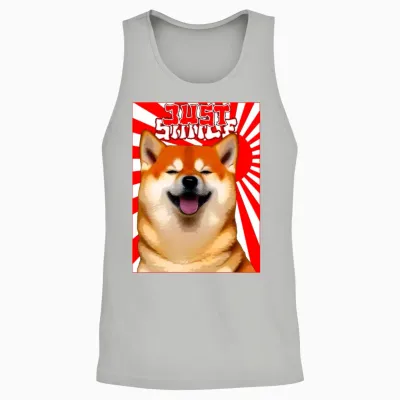 Just Smile Shiba Graphic Unisex Tank Top - Ash