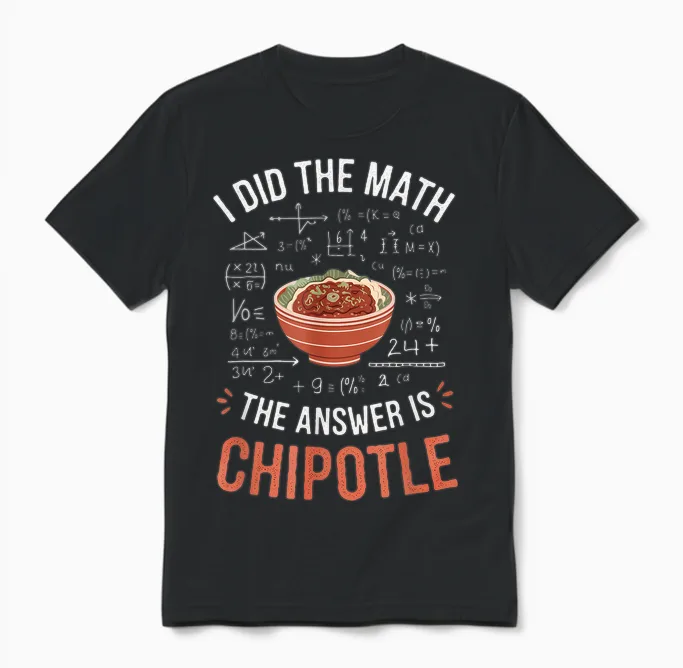 Food Lovers I Did the Math Answer Is Chipotle Unisex T-Shirt in Black