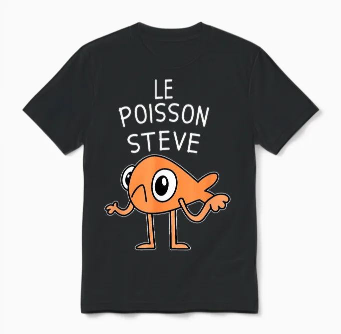 Funny Fish the Fish Steve Kids Women Men Viral Memes Unisex T-Shirt in Black