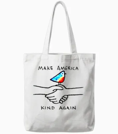 Make America Kind Again Shaking Hands Dove Peace H Tote Bags - White