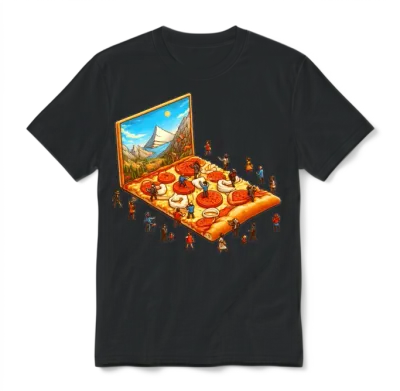 Pizza Hiking People Unisex T-Shirt - Black