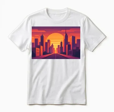 Sunset in Retro City Unisex T-Shirt - White