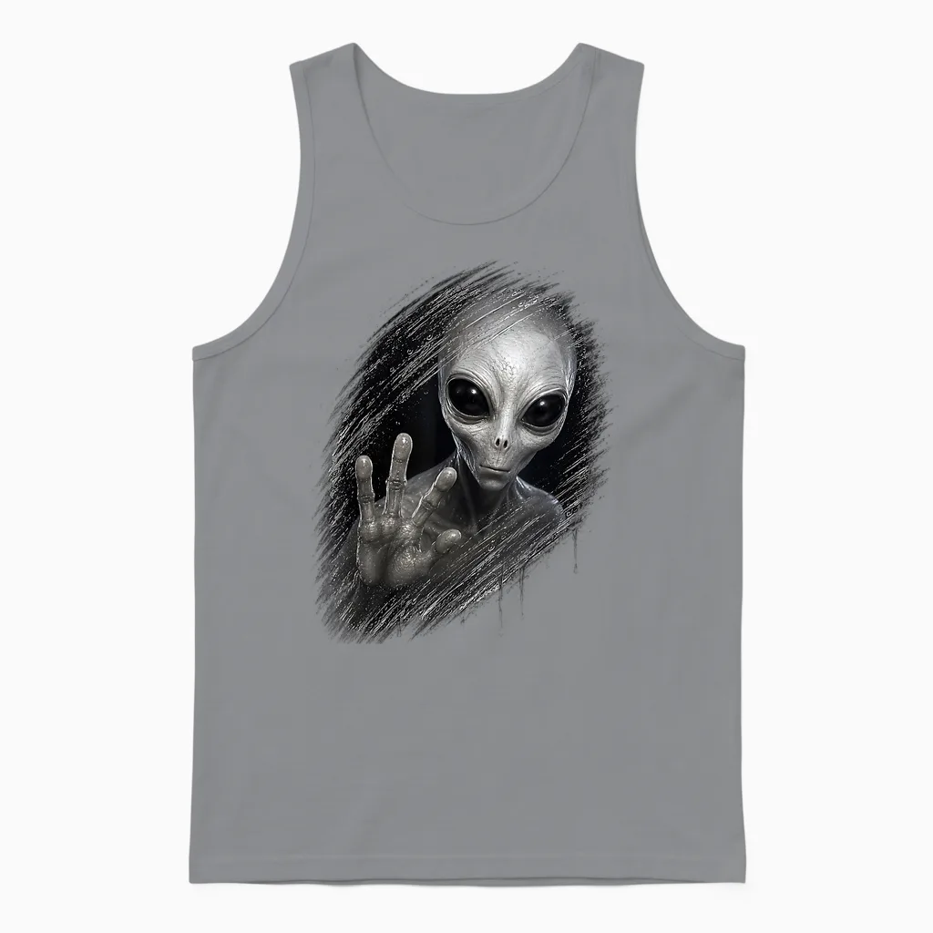 Cadeau Original 3d Ufo Ovni Trompe œil Extraterrestre Alien Unisex Tank Top in Sport Grey