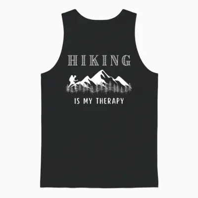 Hiking Is My Therapy Unisex Tank Top - Black