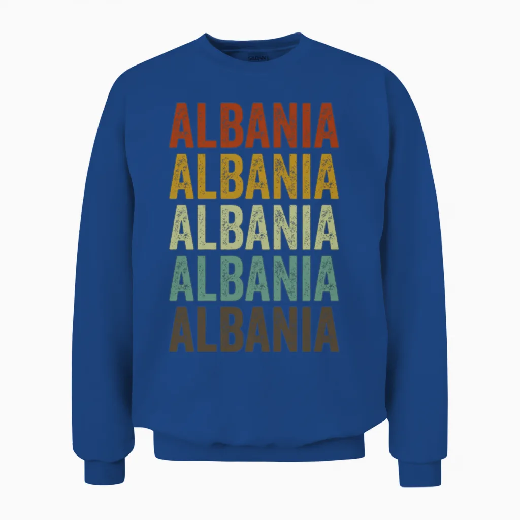 Albania Retro Vintage Unisex Sweatshirt in Royal