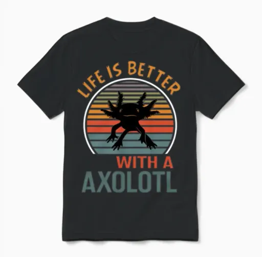 Axolotl Funny Unisex T-Shirt in Black