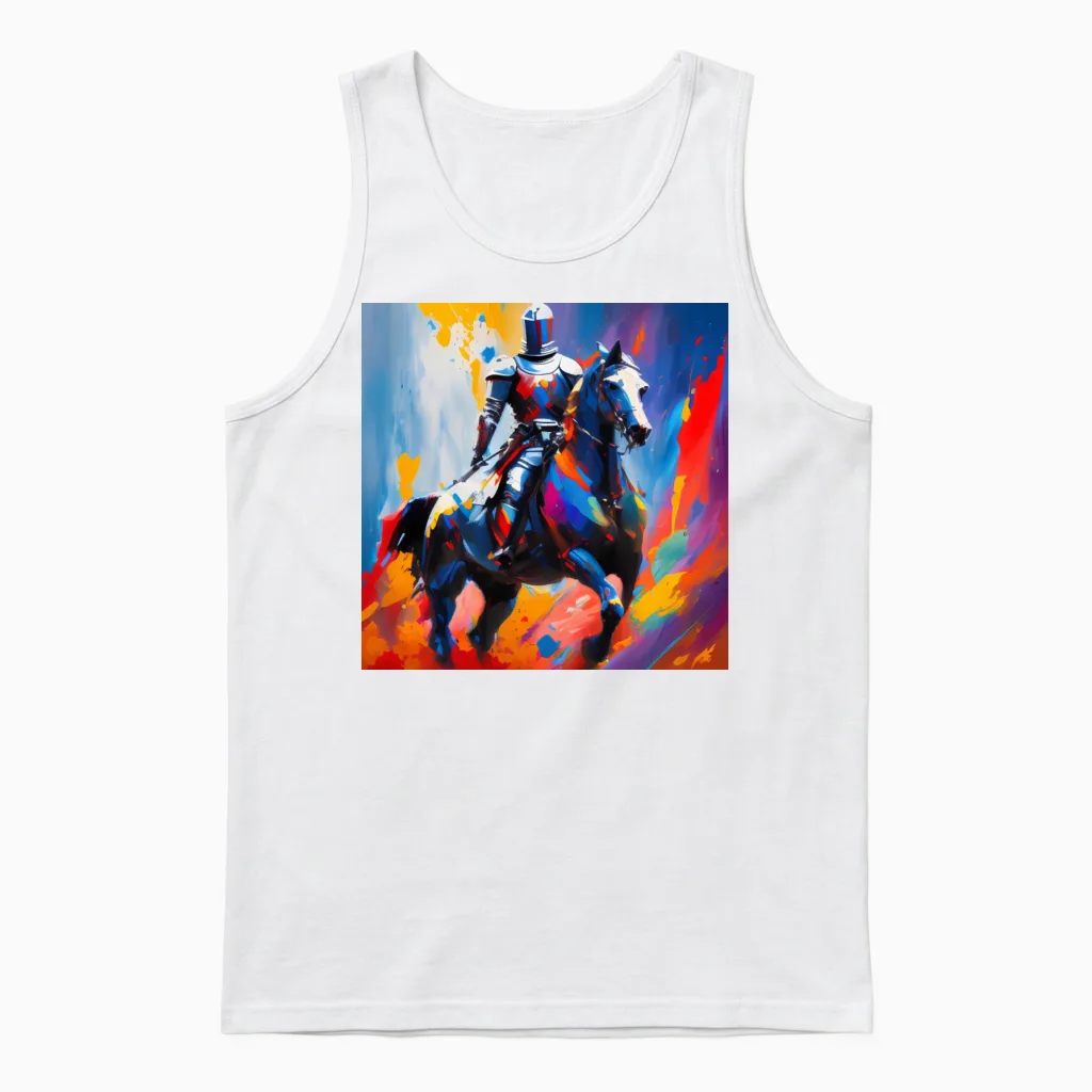 Knight on Horse Lovers Unisex Tank Top in White