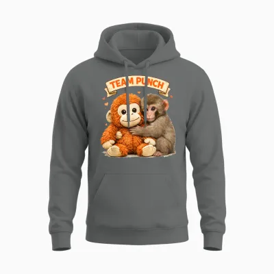 Cute Monkey Punch Panchi Kun Japan Baby Monkey Team Punch Unisex Hoodie - Graphite Heather