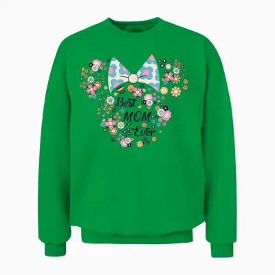 Disney Minnie Mouse Best Mom Ever Icon Flowers Mother’s Day Unisex Sweatshirt - Irish Green
