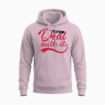 Deal with It Funny Unisex Hoodie - Light Pink