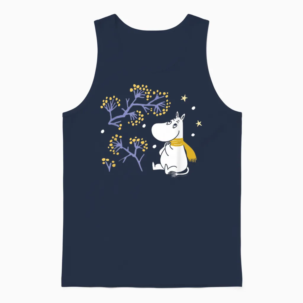Moomin Moomintroll Look the Snow Winter T-Shirt, Black, S Unisex Tank Top in Navy