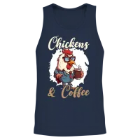 Chicken Farmer Chicken Whisperer Coffee Drinker Unisex Tank Top - Navy – 2