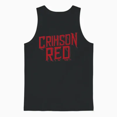 Crimson Red Unisex Tank Top - Black