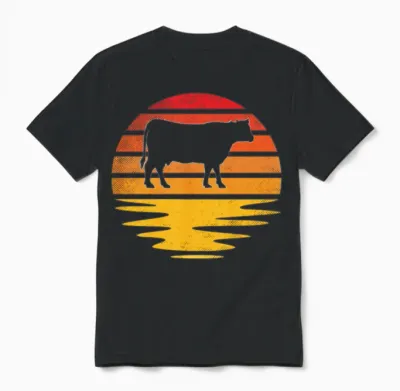 Cow Retro Unisex T-Shirt - Black