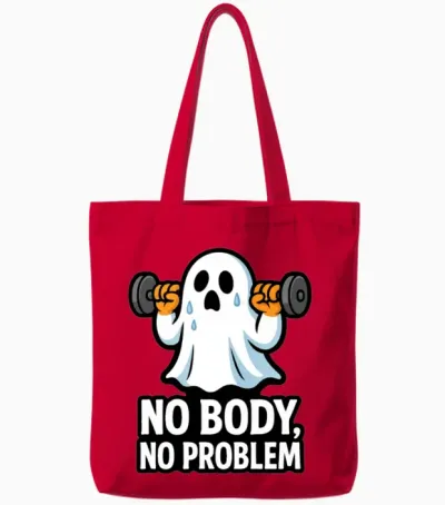 Halloween Gym Ghost - No Body No Problem Tote Bags - Red