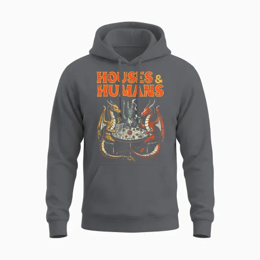 Gaming Houses Humans Funny Rpg Parody Gamer Men Boys Unisex Hoodie - Charcoal