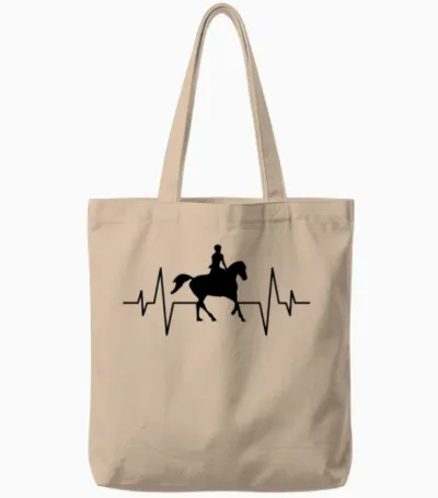 Horse Heartbeat Tote Bags - Natural