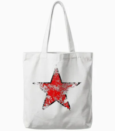 Vintage Looking Red Star Tote Bags - White