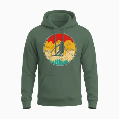 Ski Retro Unisex Hoodie - Military Green