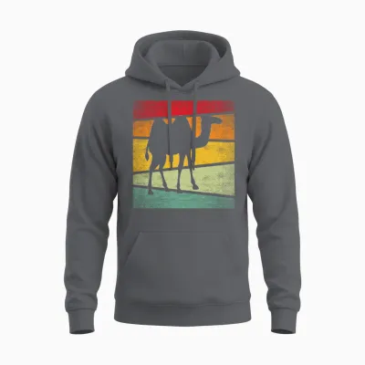 Camel Retro Unisex Hoodie - Charcoal