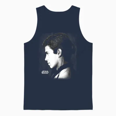 Star Wars Ep Ii Anakin Black & White Side Profile Portrait Unisex Tank Top - Navy