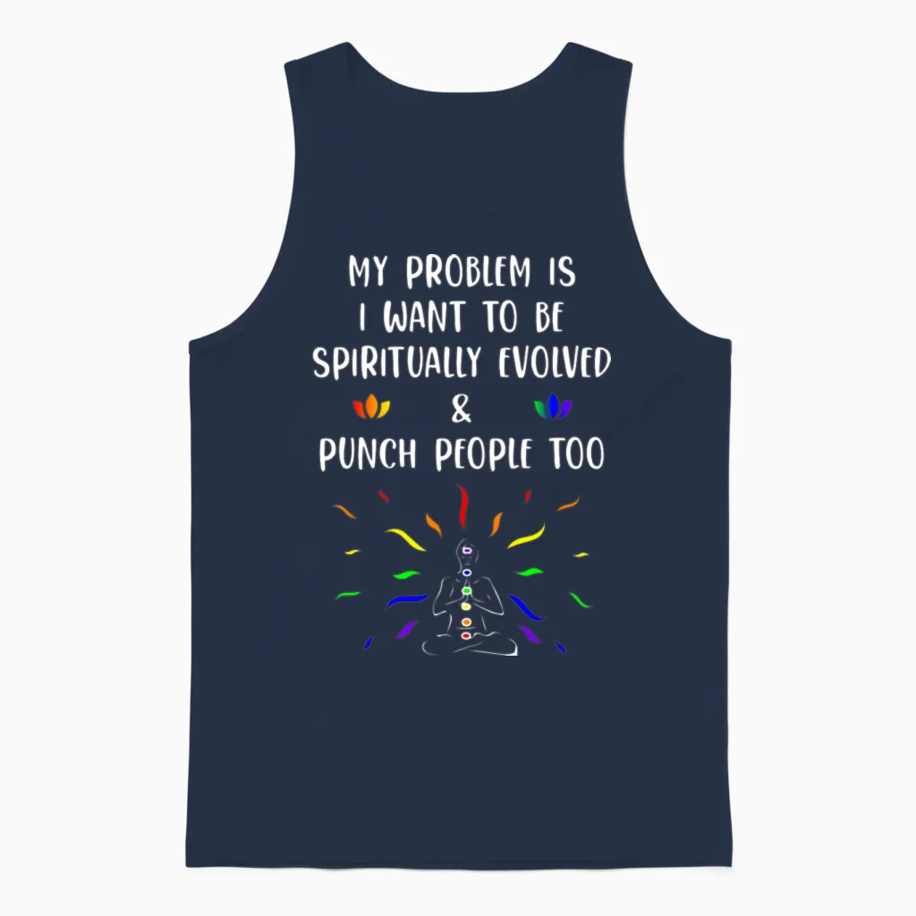 Spiritual but Hood Unisex Tank Top in Navy