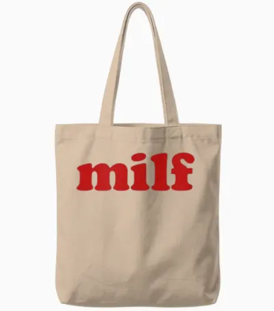 Milf Y2k Aesthetic T-Shirt, White, S Tote Bags - Natural