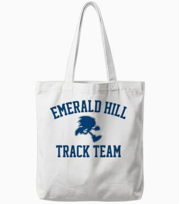 Emerald Hill Track Team Tote Bags in White