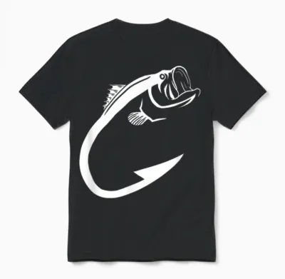 Fish Hook Minimal Art Cool Fishing Lover Art Lover Gift Unisex T-Shirt - Black