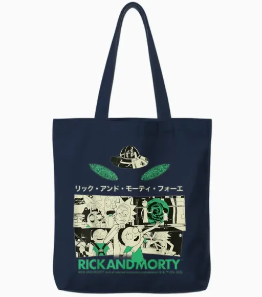 Rick and Morty Merch Rick and Morty Forever Tote Bags in Navy
