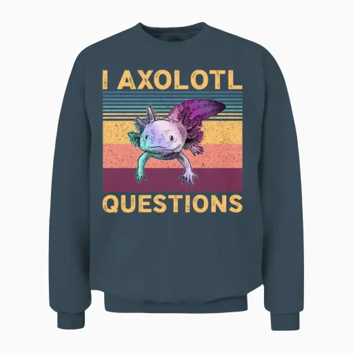 Axolotl Question Funny Unisex Sweatshirt in Dark Heather