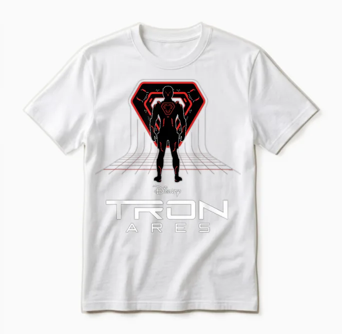Disney Tron: Ares Digital Grid and Logo Official Movie Unisex T-Shirt in White