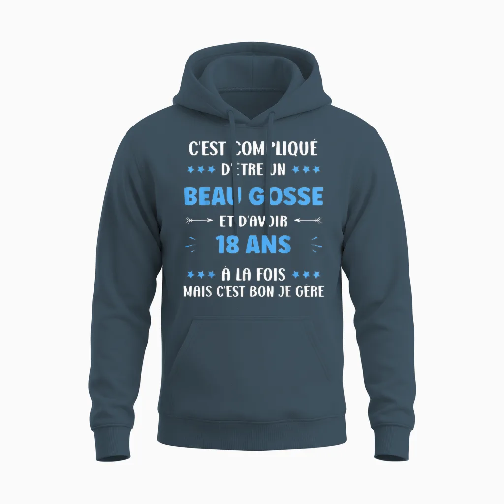 Beau Gosse 18 Years Teen Funny Man Birthday 18 Years Unisex Hoodie in Dark Heather