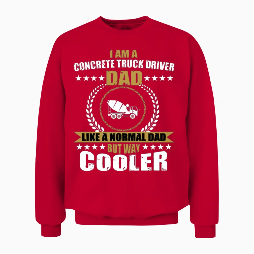 Concrete Truck Driver Dad Truckers Unisex Sweatshirt in Red