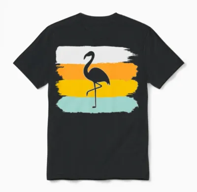 Flamingo Retro Unisex T-Shirt - Black