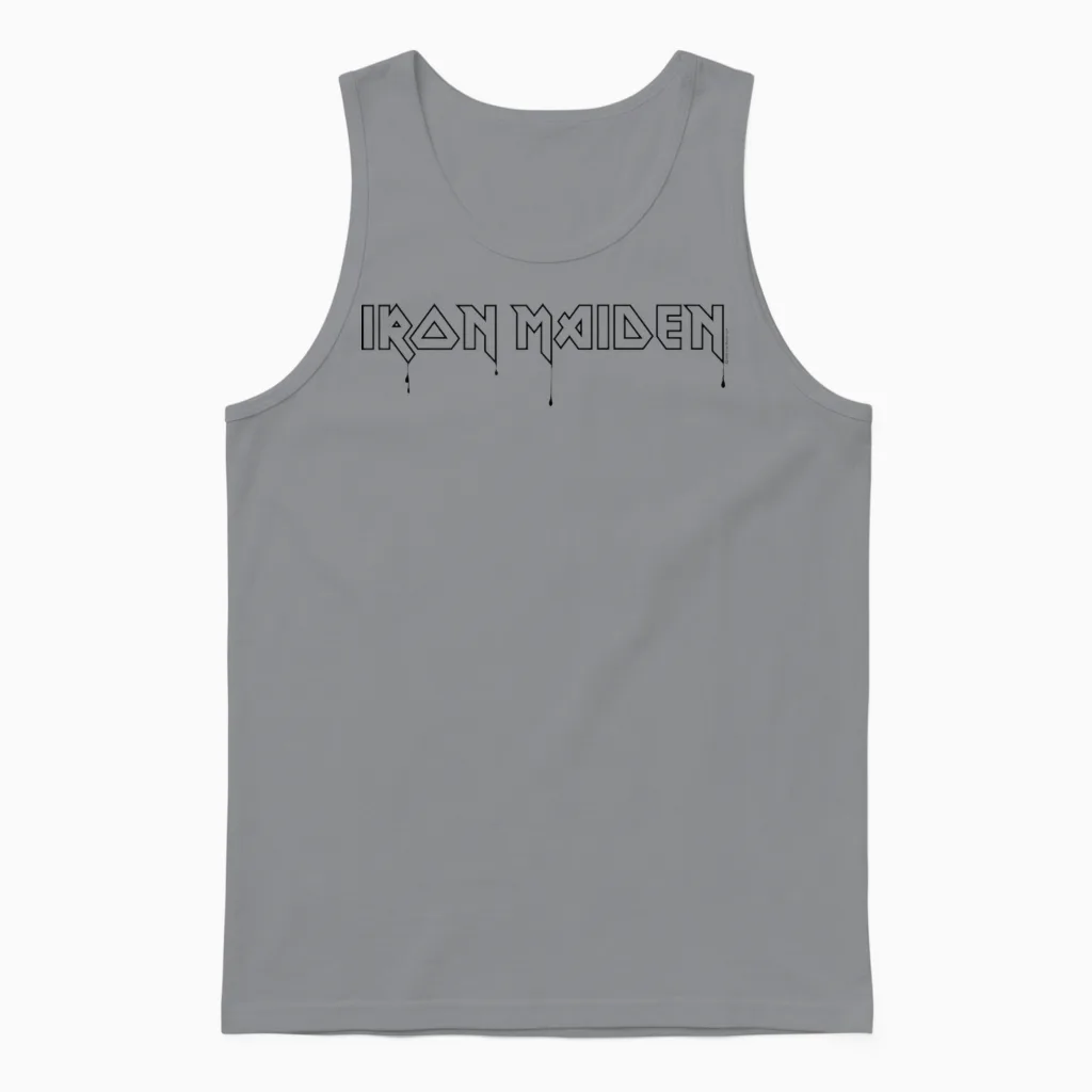 Iron Maiden - Weißes Logo T-Shirt, Unisex, Kurzarm, S, Klassisch, Crew-Ausschnitt, Doppelt Genähter Saum, Importiert Unisex Tank Top in Sport Grey
