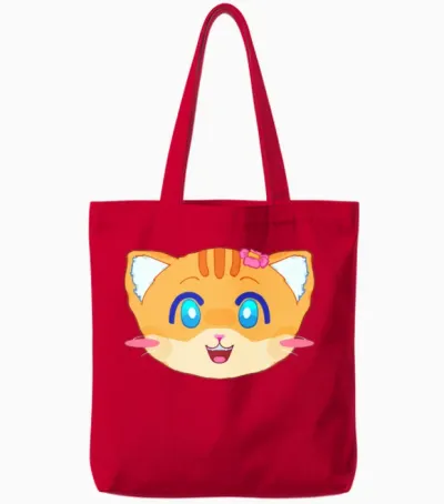 Sunny Kitten Face Bow Tote Bags - Red