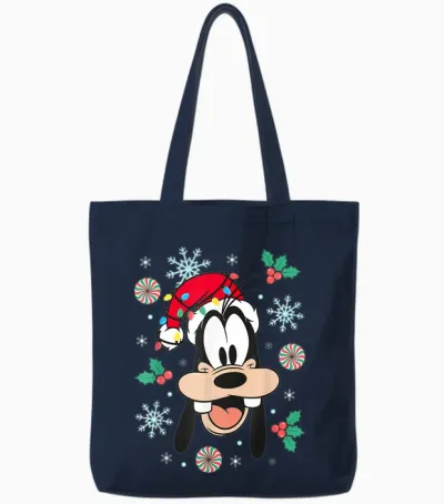Disney Mickey and Friends Christmas Goofy Big Face Portrait Tote Bags - Navy