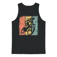 Biking Retro Unisex Tank Top - Black – 1