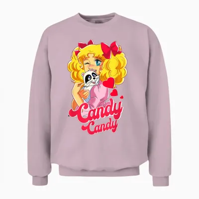 Candy Raccoon Cartoon Japanese Retro 80s Manga Unisex Sweatshirt - Light Pink