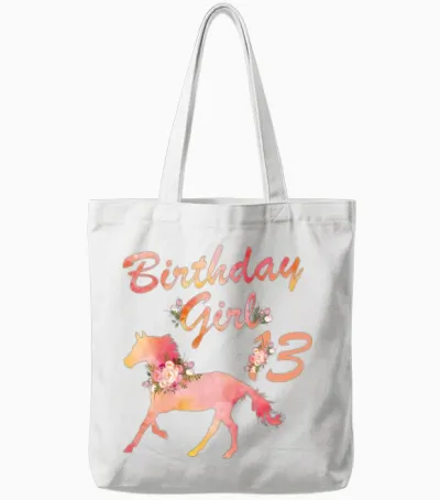 Horse Lover 13th Birthday for Girls Love Horses Tote Bags - White